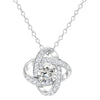 Fashion Classy Cut Out Four Leaf Clover Zircon Inlaid Silver Necklace With Electroplating Female Niche Design Double Ring
