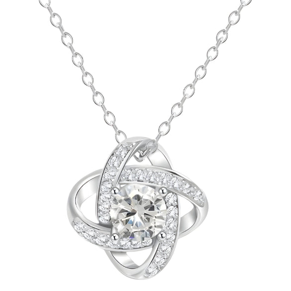 Fashion Classy Cut Out Four Leaf Clover Zircon Inlaid Silver Necklace With Electroplating Female Niche Design Double Ring