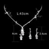 Fashion Claw Chain Rhinestone Zircon Angel Tear Drop Necklace Earrings Bridal Jewelry Set