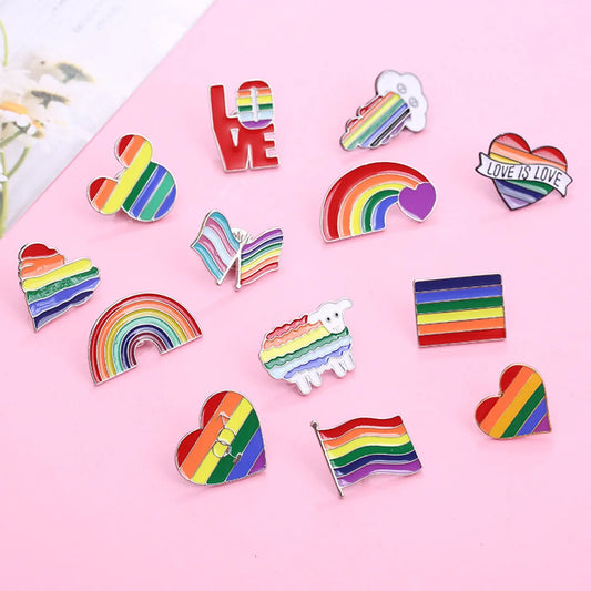 Fashion Clouds Rainbow Heart Shape Alloy Enamel Unisex Brooches