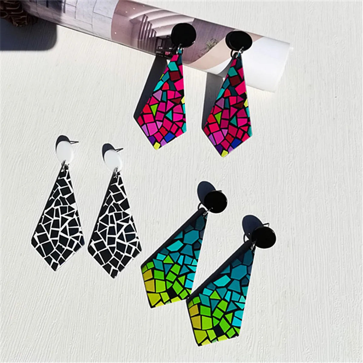 1 Pair Fashion Color Block Arylic Drop Earrings