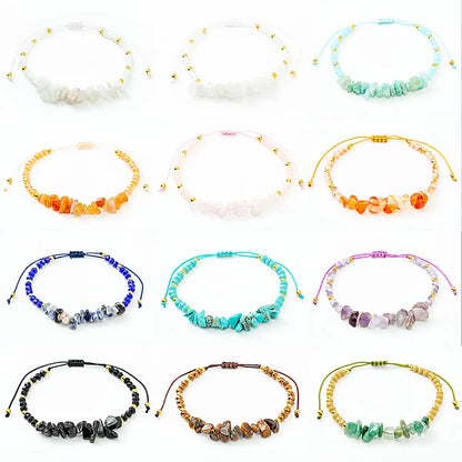 Fashion Color Block Natural Stone Beaded Drawstring Bracelets 1 Piece