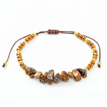 Fashion Color Block Natural Stone Beaded Drawstring Bracelets 1 Piece