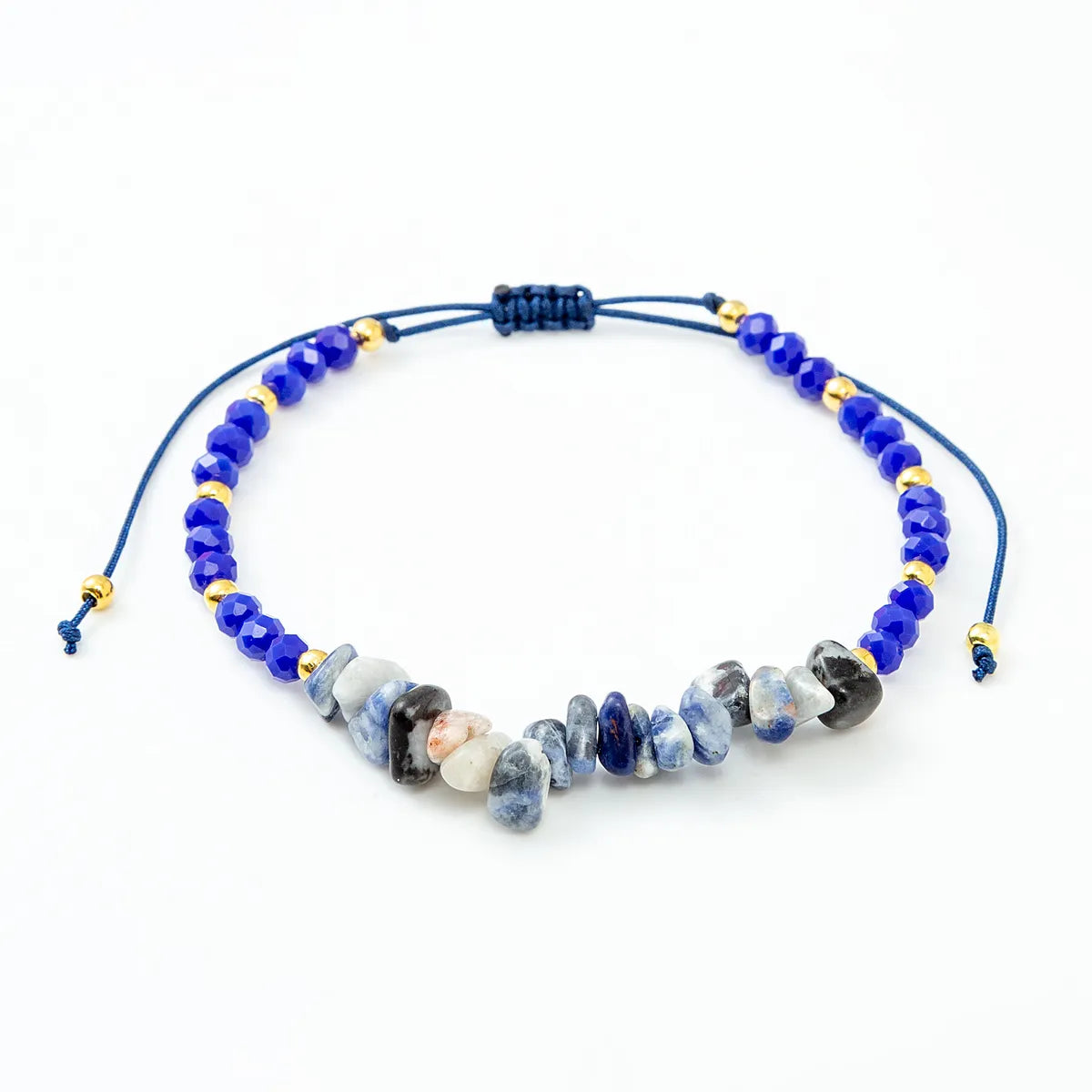 Fashion Color Block Natural Stone Beaded Drawstring Bracelets 1 Piece