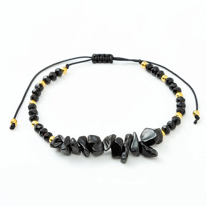 Fashion Color Block Natural Stone Beaded Drawstring Bracelets 1 Piece