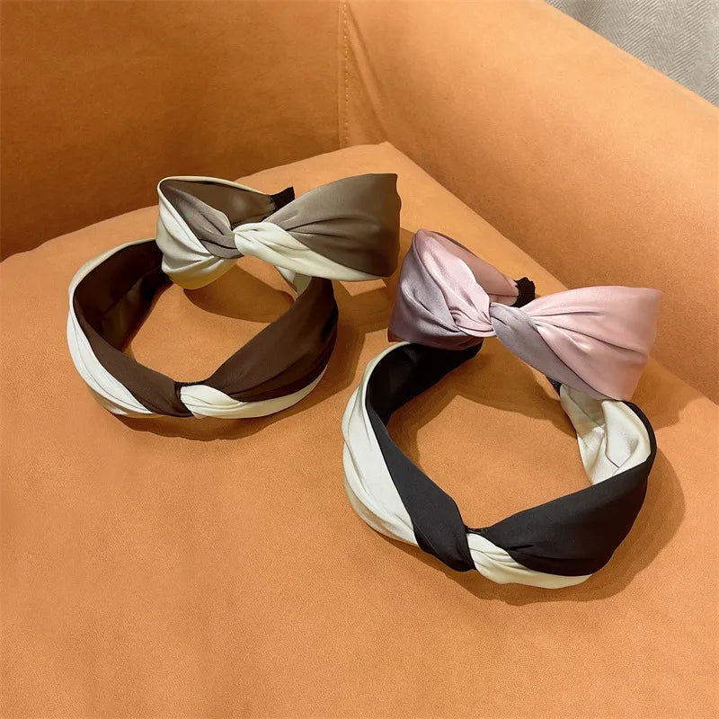 Fashion Color Block Satin Hair Band