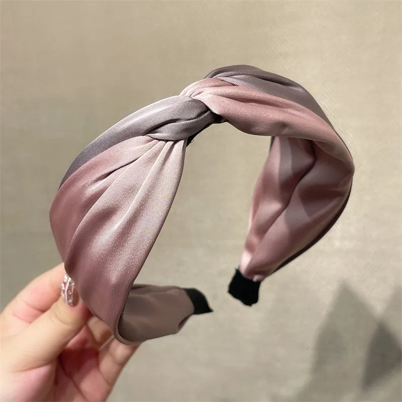 Fashion Color Block Satin Hair Band