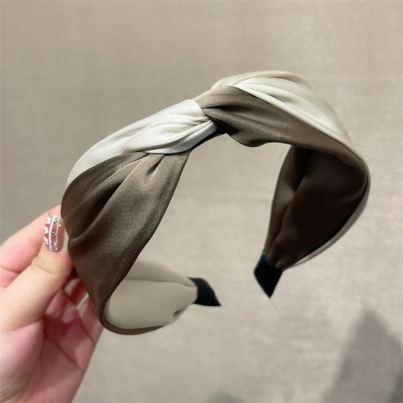 Fashion Color Block Satin Hair Band