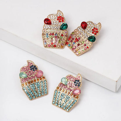 Fashion Color Diamond Ice Cream Stud Earrings Nhjj152441