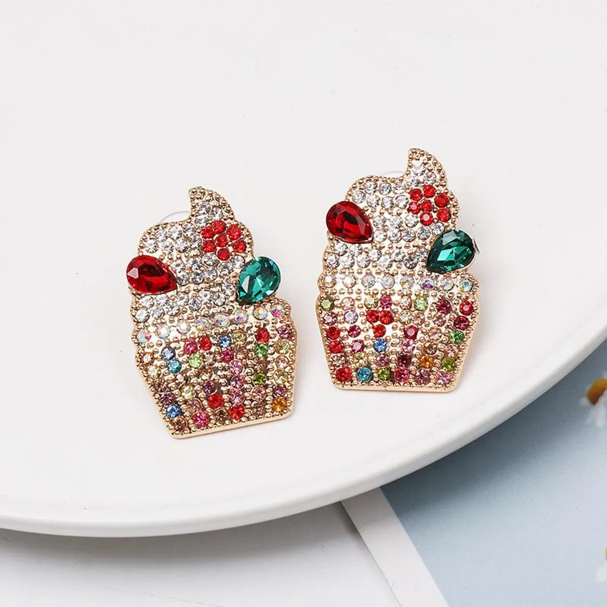 Fashion Color Diamond Ice Cream Stud Earrings Nhjj152441