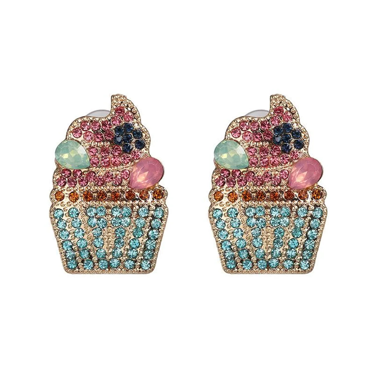 Fashion Color Diamond Ice Cream Stud Earrings Nhjj152441