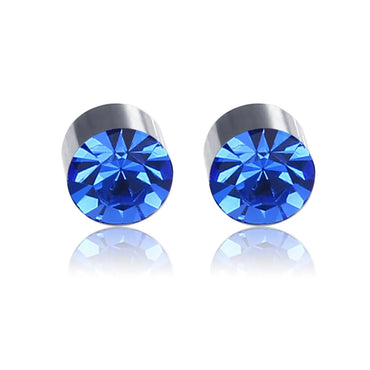 Fashion Color Diamond Stainless Steel Magnetic Earrings