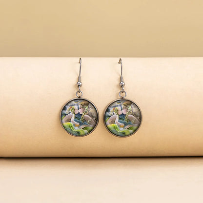 Classical Vintage Style Novelty Abstract Scenery Plating Alloy Glass Glass Earrings