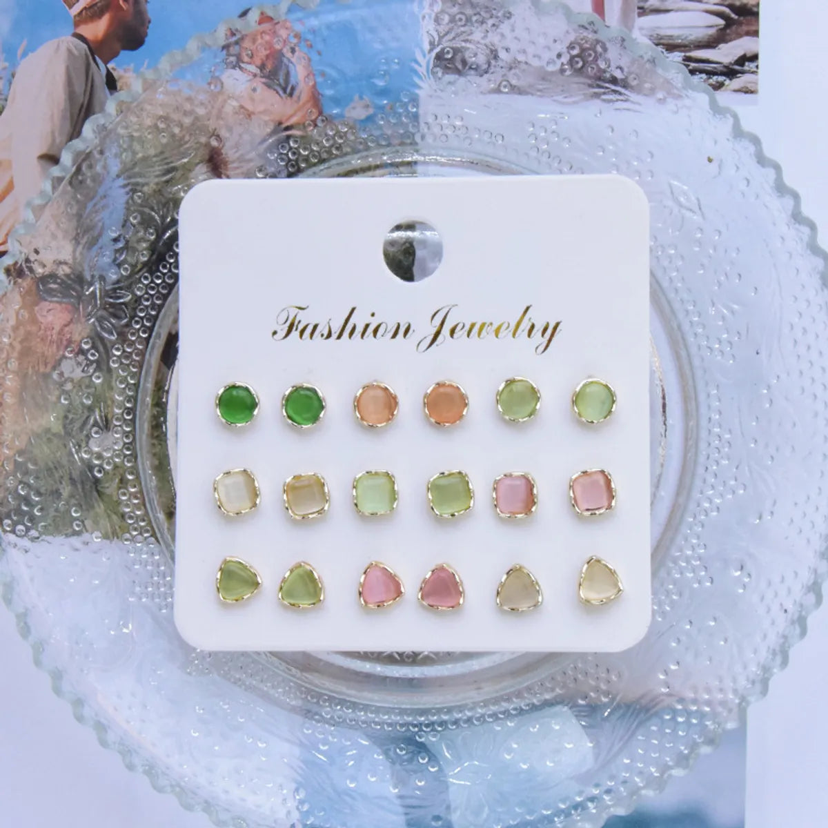 Fashion Color Geometric Round Triangle Earrings Set Wholesale