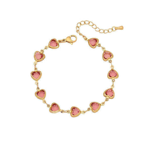 Fashion Color Love Heart Shape Stainless Steel Bracelet With Electroplating For Women