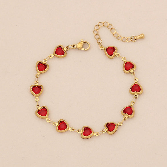 Fashion Color Love Heart Shape Stainless Steel Bracelet With Electroplating For Women