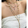 Fashion Color Oil Drop Pendant Stacked Long Necklace Copper Metal Chain With Rhinestone Geometric Pattern Electroplating Process Women's