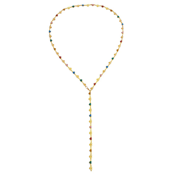 Fashion Color Oil Drop Pendant Stacked Long Necklace Copper Metal Chain With Rhinestone Geometric Pattern Electroplating Process Women's