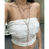 Fashion Color Oil Drop Pendant Stacked Long Necklace Copper Metal Chain With Rhinestone Geometric Pattern Electroplating Process Women's