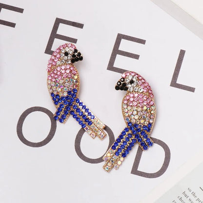 Fashion Color Rhinestone Bird Stud Earrings Nhjj155434