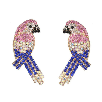 Fashion Color Rhinestone Bird Stud Earrings Nhjj155434