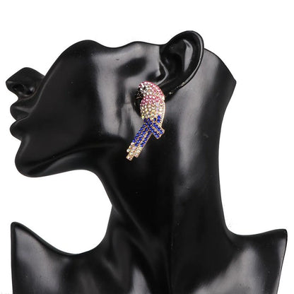 Fashion Color Rhinestone Bird Stud Earrings Nhjj155434