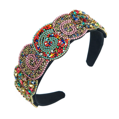 Fashion Color Rhinestone Headband Broad-Sided Headband Wholesale