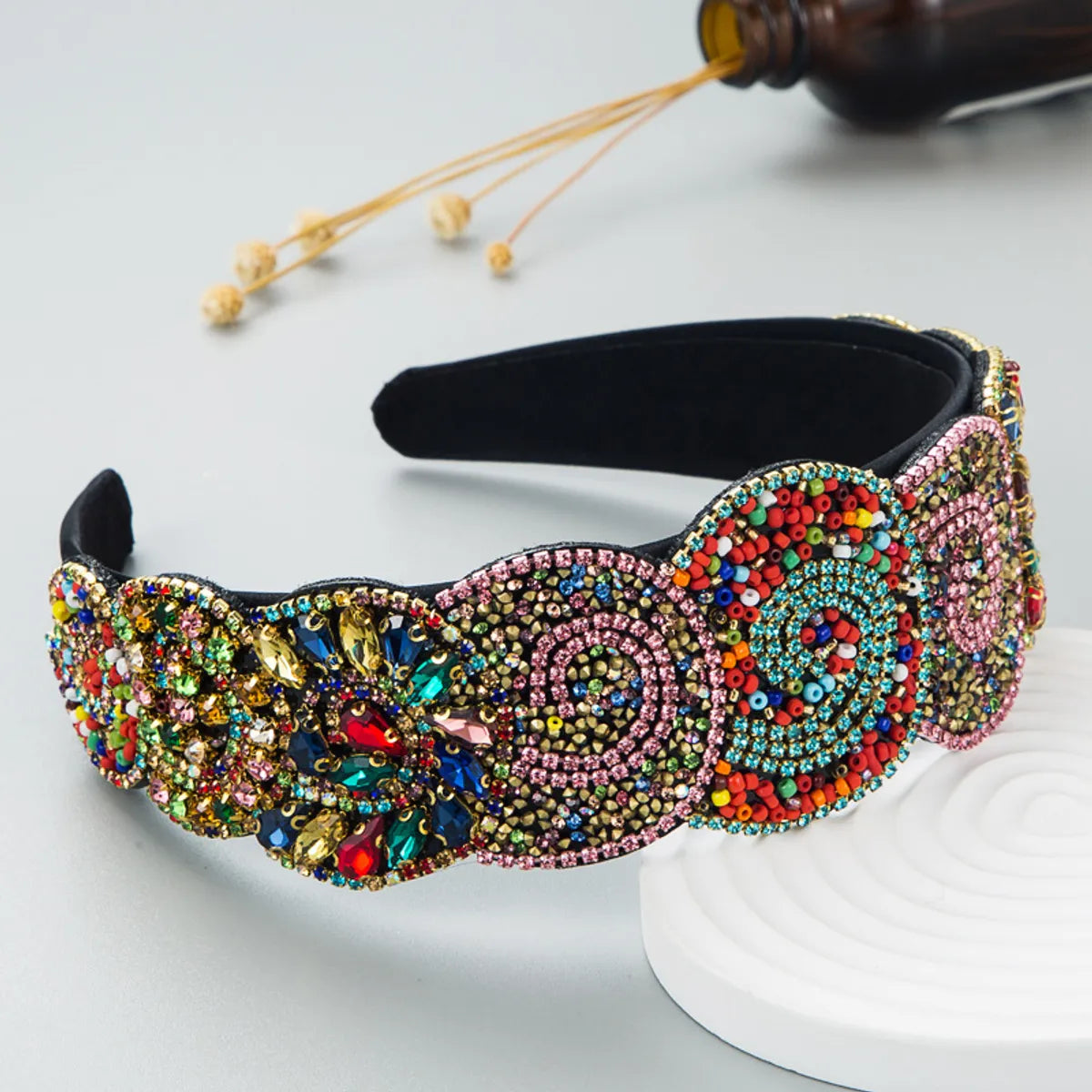 Fashion Color Rhinestone Headband Broad-Sided Headband Wholesale