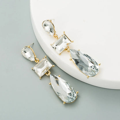 Fashion Geometric Diamond Alloy Artificial Gemstones Earrings