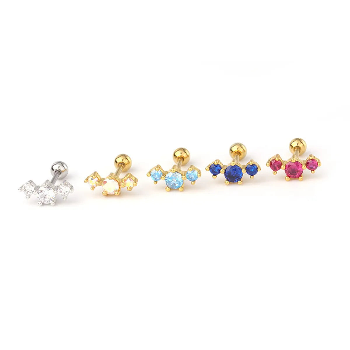 Fashion Color Zircon Screw Screw Ball Earrings