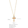 Fashion Color Zircon Unisex Cross Stainless Steel Ochain Necklace With Electroplating Jewelry Pendant