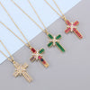 Fashion Color Zircon Unisex Cross Stainless Steel Ochain Necklace With Electroplating Jewelry Pendant