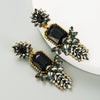 Fashion Colored Diamond Flower Alloy Earrings For Women Simple Style Exaggerated Sparkling Ear Jewelry