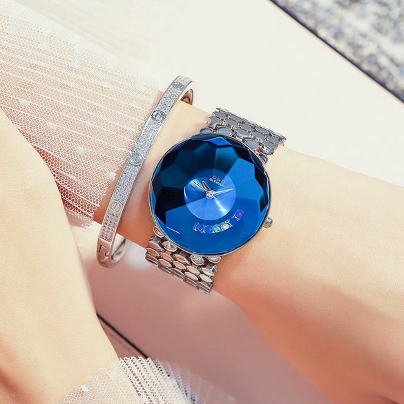 Fashion Colored Diamond Women's Watch Alloy Strap Stainless Steel Buckle Round Dial