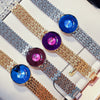 Fashion Colored Diamond Women's Watch Alloy Strap Stainless Steel Buckle Round Dial