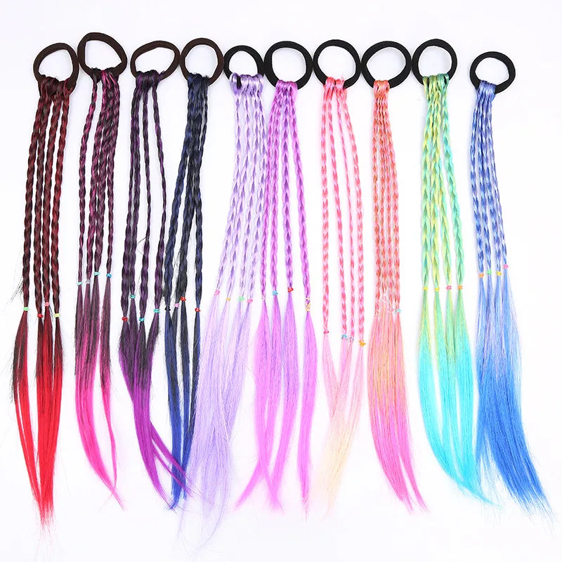 Kid'S Fashion Colorful Chemical Fiber Braid Hair Tie