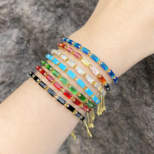 Fashion Colorful Copper Inlay Zircon Bracelets 1 Piece