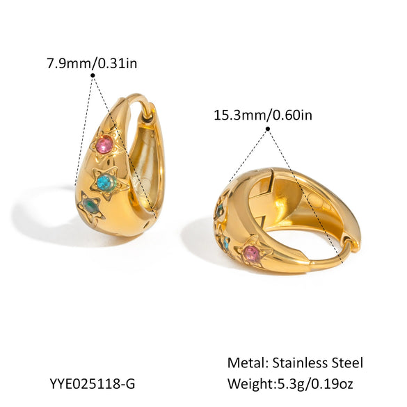 Fashion Colorful Diamond Geometric Earrings Light Luxury Stainless Steel Pvd Furnace Vacuum Real Gold Plated For Women
