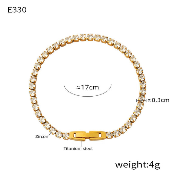 Fashion Colorful Full Diamond Women's Microinlaid Claw Grasp Zircon Geometric Light Luxury Titanium Steel Goldplated Bracelet