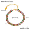 Fashion Colorful Full Diamond Women's Microinlaid Claw Grasp Zircon Geometric Light Luxury Titanium Steel Goldplated Bracelet