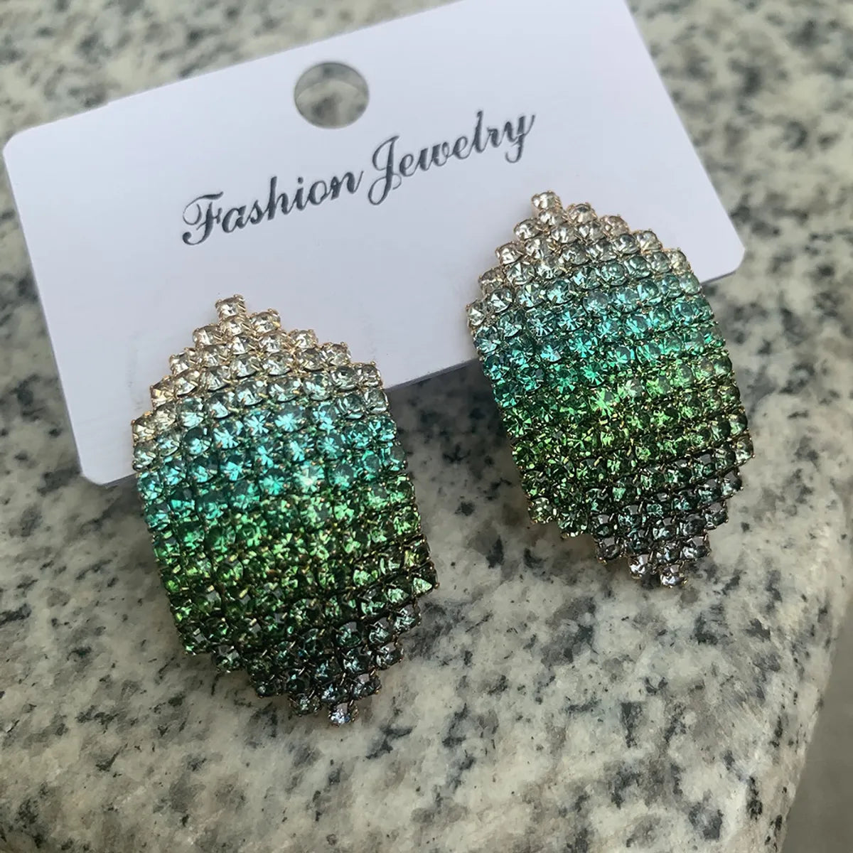 Fashion Geometric Diamond Alloy Artificial Gemstones Earrings