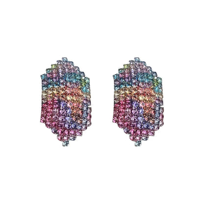 Fashion Geometric Diamond Alloy Artificial Gemstones Earrings