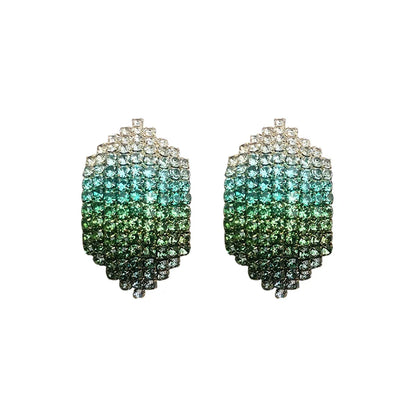 Fashion Geometric Diamond Alloy Artificial Gemstones Earrings