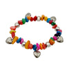Fashion Colorful Natural Stone And Stainless Steel Ball Elastic Rope Bracelet With Irregular Gravel And Electroplating Treatment