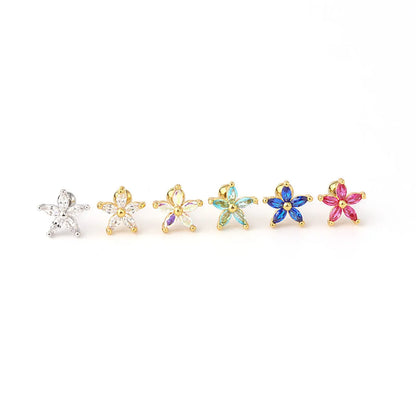 Fashion Colorful Zircon Daisy Flower Earrings