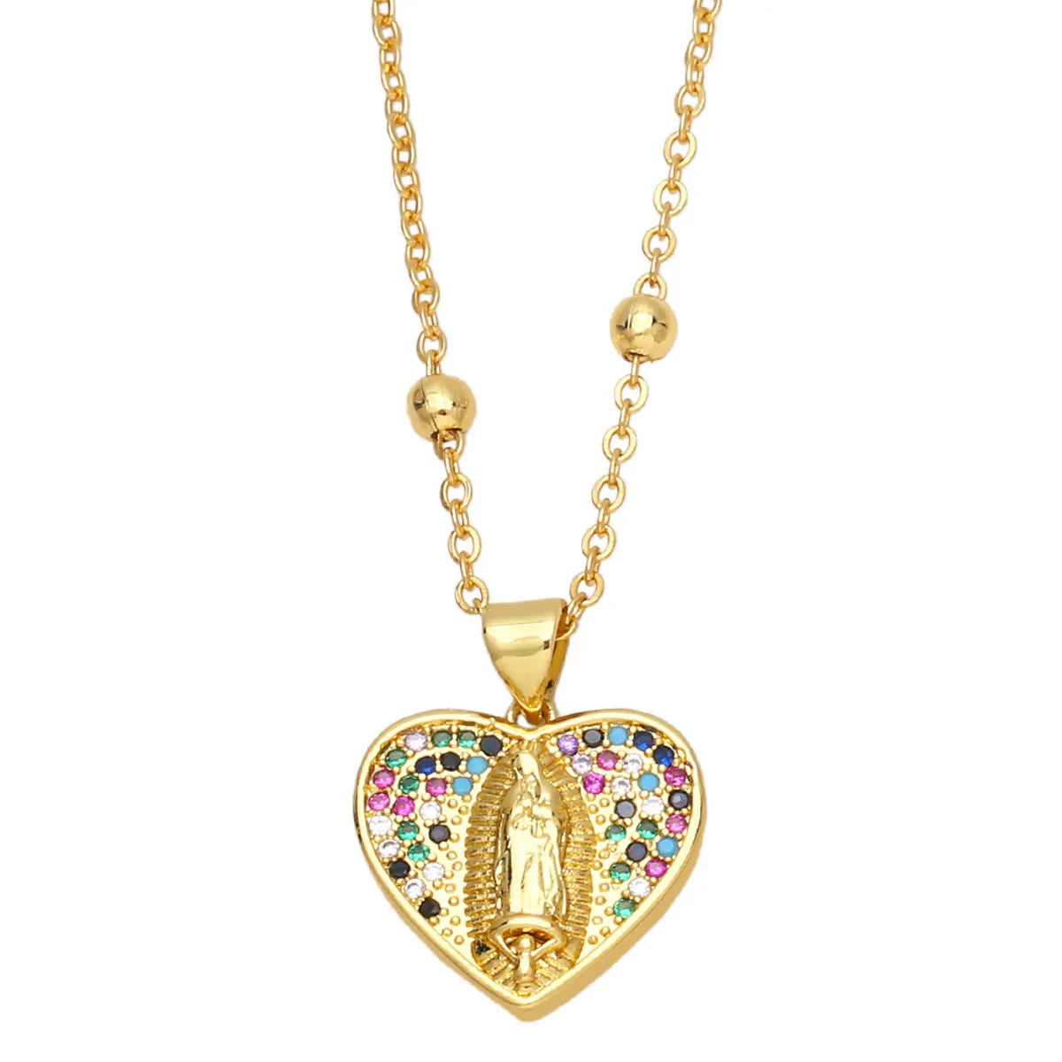 Fashion Geometric Heart Copper 18k Gold Plated Necklace In Bulk