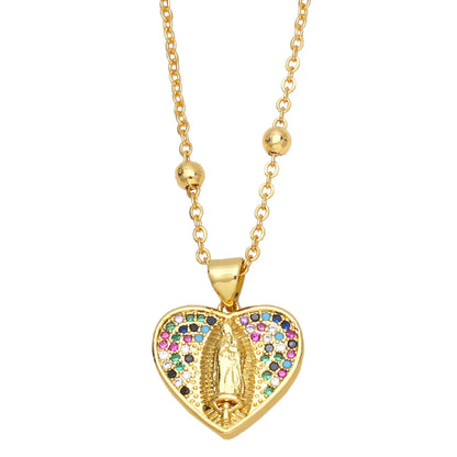 Fashion Geometric Heart Copper 18k Gold Plated Necklace In Bulk