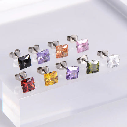 Fashion Colorful Zircon Square Pendant Earrings Necklace Set