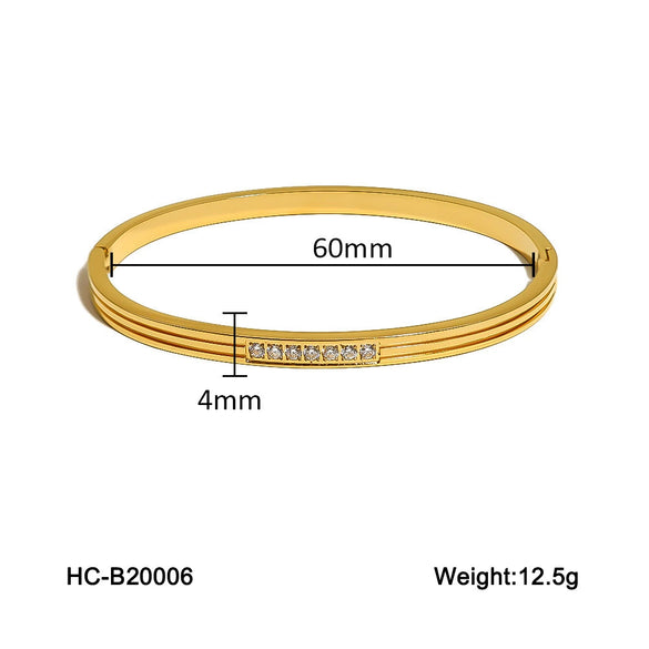 Fashion Commuter Buckle Bracelet Titanium Steel Gold Plated Diamond Geometric Design