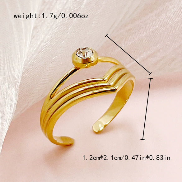 Fashion Commuter Exquisite Flower Pearl Opening Stainless Steel Ring With Electroplating